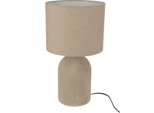 Lampe til bord, sand  keramikk   H=45,5cm Skjerm25x25x20cm