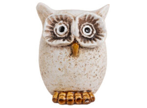 Ugle sittende  beige keramikk 6*8,2cm