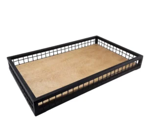 Antikk fat tre/ metall 20*35cm