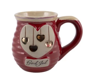 Kopp God Jul rød m/ hjerter