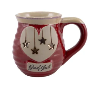 Kopp God Jul rød m/stjerner