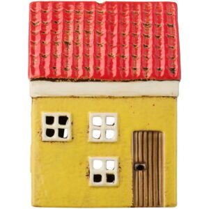 Lyshus My home town gult m/ rødt tak og brun dør