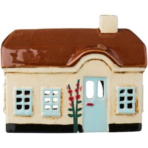 Lyshus Ebeltoft beige m/lyseblå dør