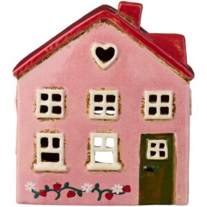 Lyshus Ebeltoft rosa m/grønn dør